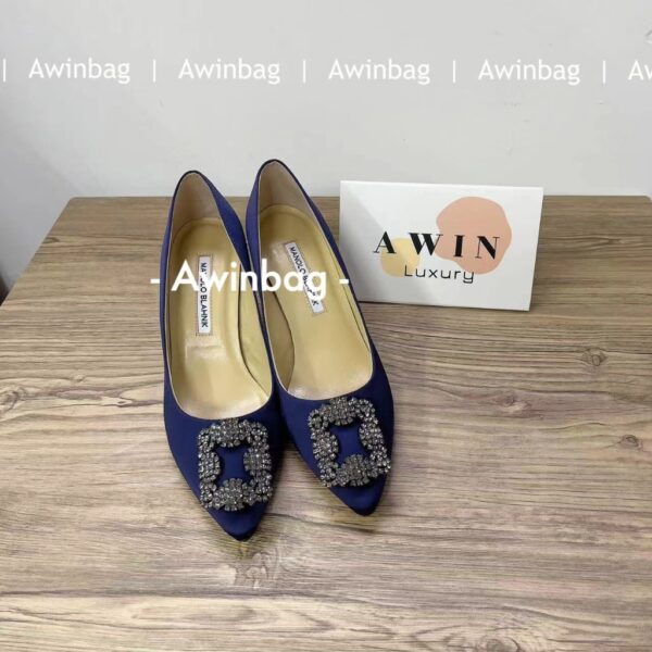 MANOLO BLAHNIK Rhinestone Buckle stiletto heels