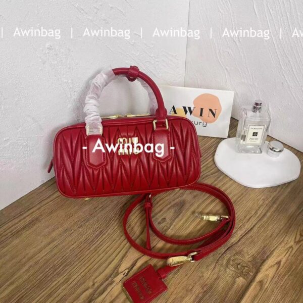 MIUMIU Arcadie matelasse metal lettering logo shoulder crossbody handbag