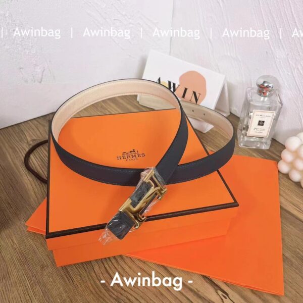 HERMES Smooth buckle double-sided belt for men and women