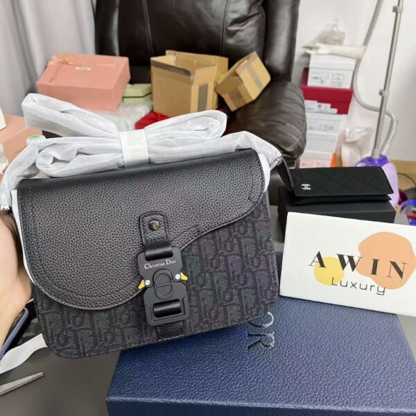 DIOR Oblique print saddle bag crossbody shoulder bag