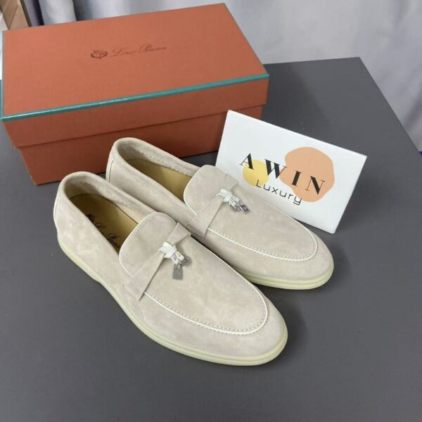 Loro Piana Summer Charms Walk Round head cover wearing one shoe loafer shoes