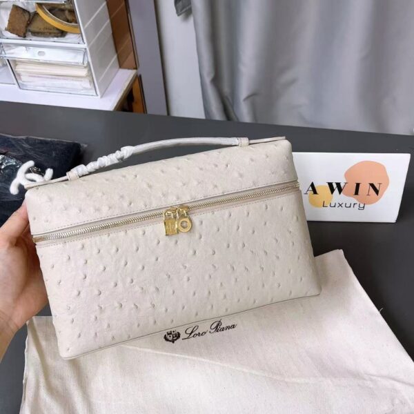 Loro Piana Extra Pocket L19 Ostrich Leather Shoulder Crossbody Tote