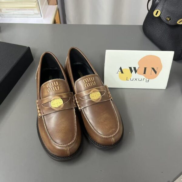 MIUMIU Penny Round toe slip on shoes lofook shoes