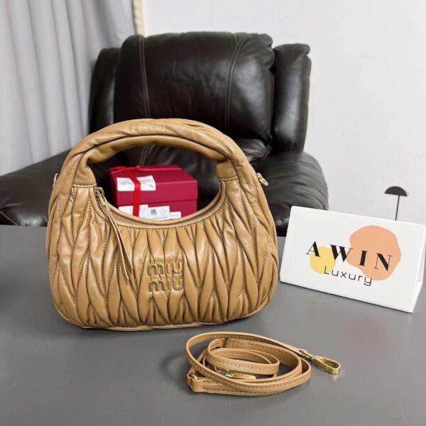 MIUMIU Wander 9/24/27/30 quilted metal logo shoulder bag