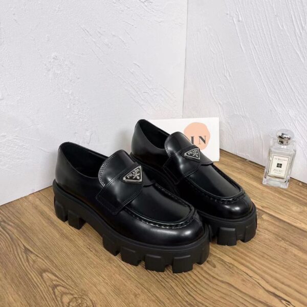 PRADA Monolith Leather thick soled single shoes leofaux shoes for women