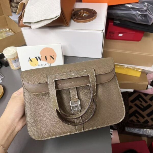 HERMES HALZAN 22/25CM Horseshoe bag Portable Single Shoulder Messenger Bag