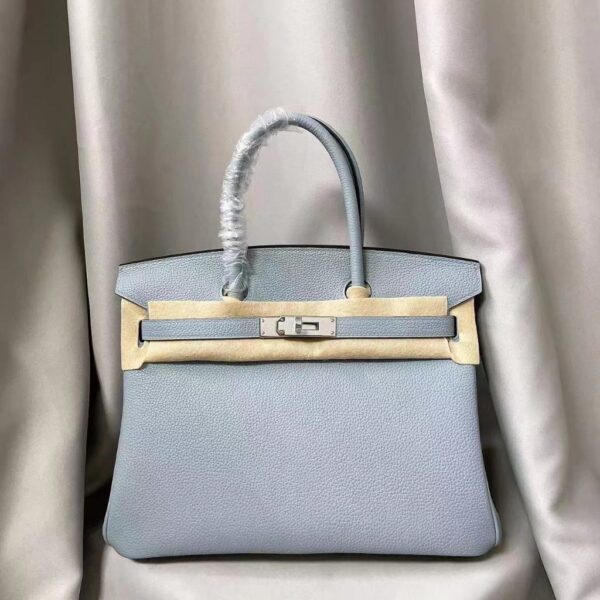 HERMES Birkin 30 Silver Buckle Taurillon Clemence Calfskin Birkin Handbag