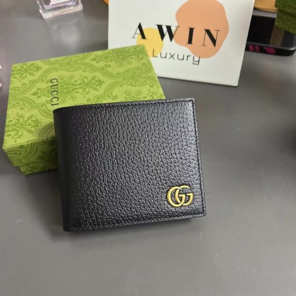 GUCCI 11CM Double fold leather wallet card bag for men