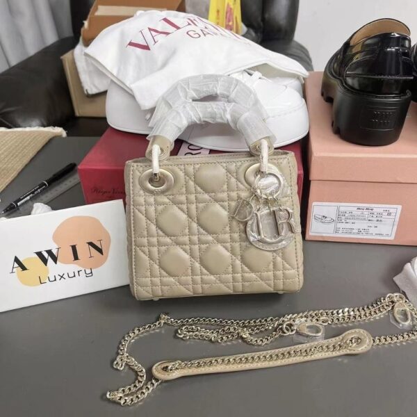 DIOR Lady Dior lambskin shoulder crossbody handbag