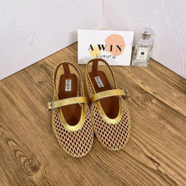 Alaia Round head buckle flat sole casual shoes