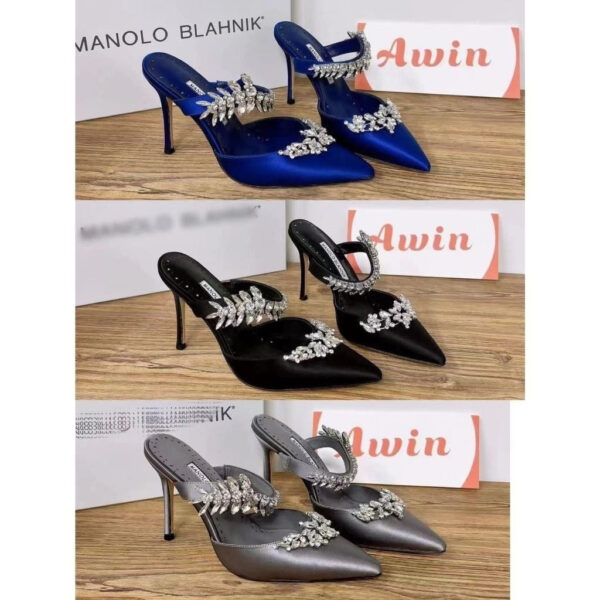 MANOLO BLAHNIK LURUMFLAT Crystal decorative pointed stiletto heels