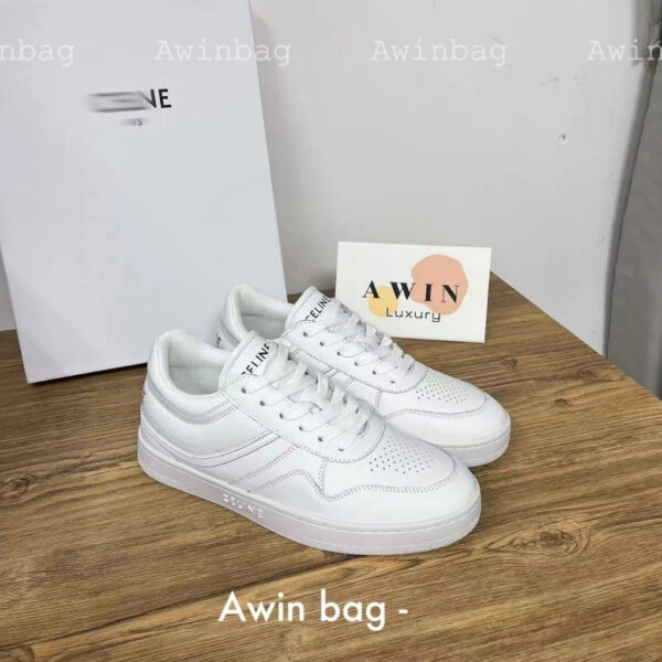 CELINE Trainer Leather low top lace up board shoes