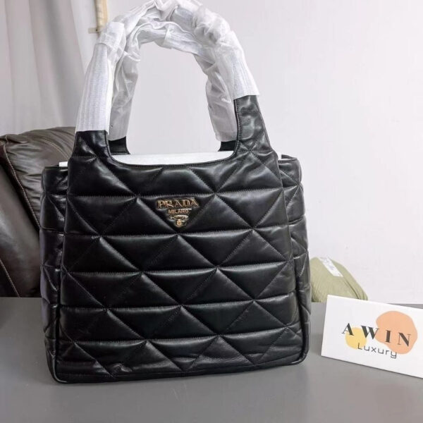 PRADA Metal Triangle Logo Magnetic Buckle Tote Handbag