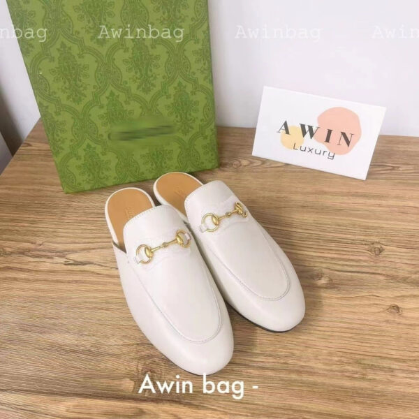 GUCCI Princetown Leather round head flat toe slippers