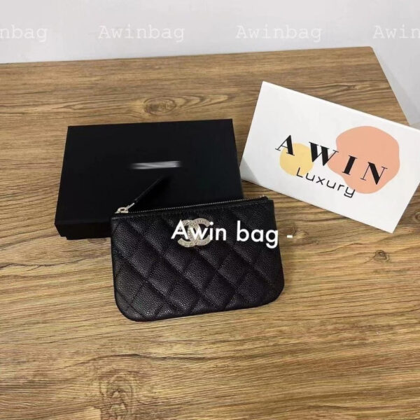 CHANEL 25C 15CM Calf leather wallet card bag for women