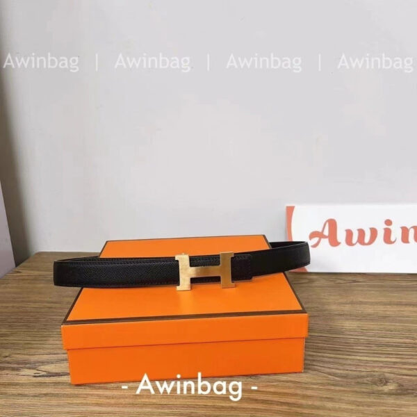 HERMES Smooth buckle double-sided belt for men and women