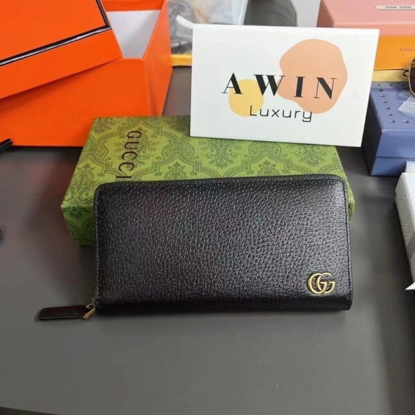 GUCCI 19CM Leather long zipper wallet for men