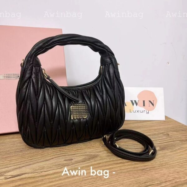 MIUMIU Wander 9/24/27/30 quilted metal logo shoulder bag