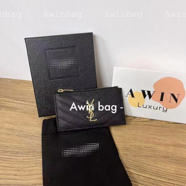 SAINT LAURENT YSL CASSANDRE 13CM Gold label wallet card bag for women