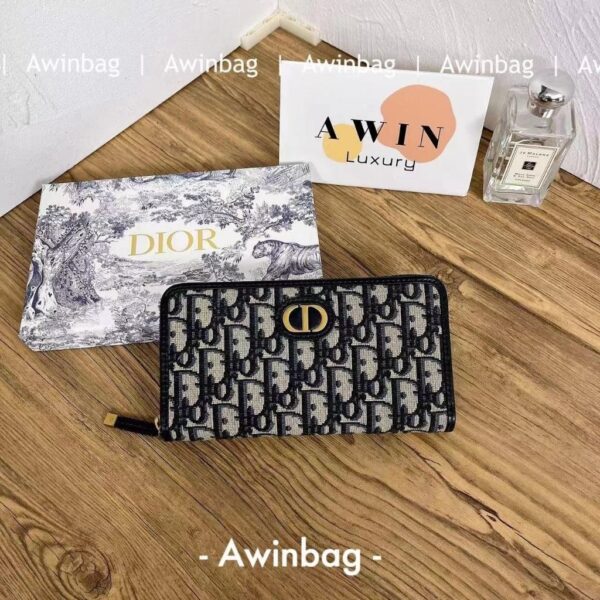 DIOR Montaigne 19CM Oblique Printed zipper wallet card bag for women