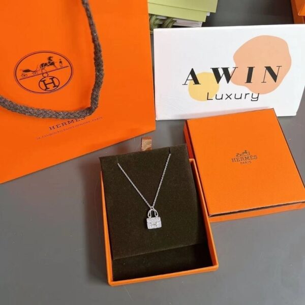 HERMES Constance Full diamond K gold necklace for women