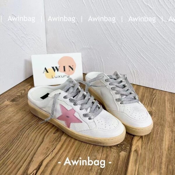 Golden Goose Ball Star Leather round toe covered slippers