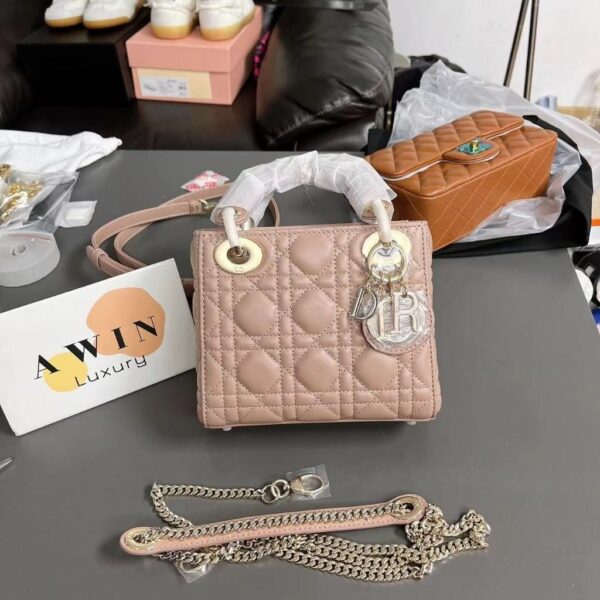 DIOR Lady Dior lambskin shoulder crossbody handbag