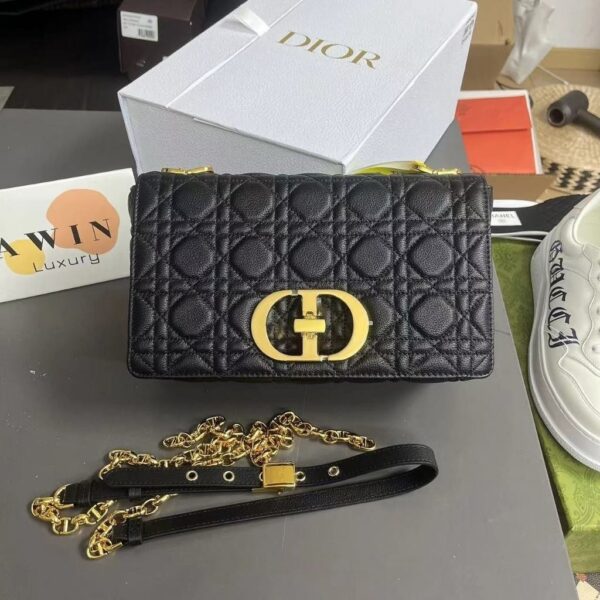 DIOR Caro Cannage Quilted Leather Crossbody Bag