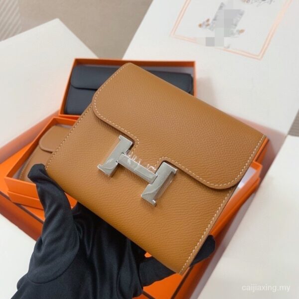 HERMES Constance Slim Evercolor Leather Card Holder Coin Purse