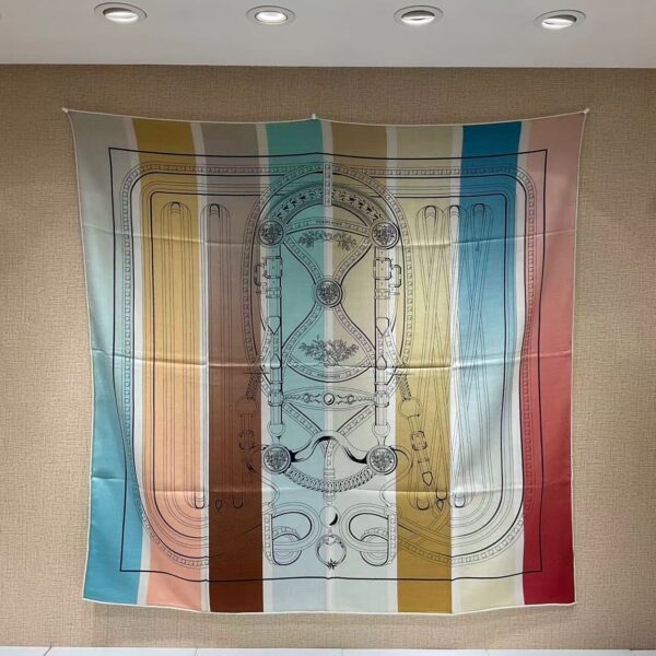 HERMES Double sided design with vertical pattern, mulberry silk scarf, women's holiday gift 110x110cm