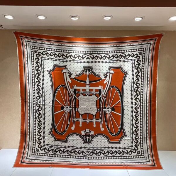 HERMES BANDANA Pattern print design cashmere shawl for both men and women 140X140CM