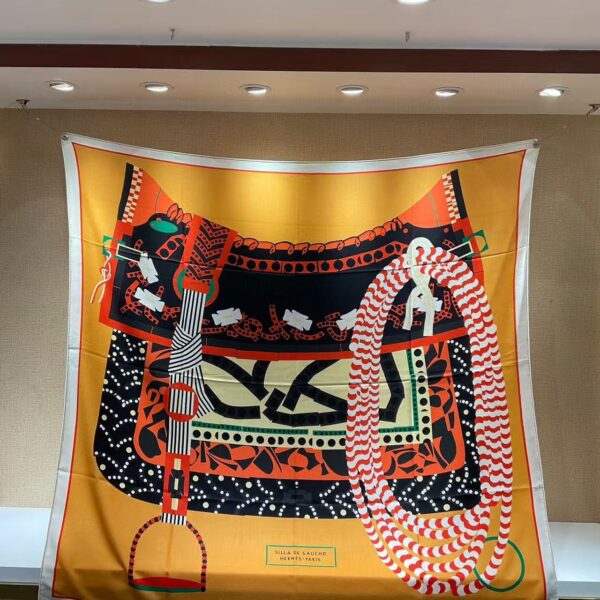 HERMES Saddle pattern design, scarf, shawl, women’s holiday gift 140x140cm