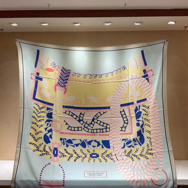 HERMES Saddle pattern design, scarf, shawl, women’s holiday gift 140x140cm