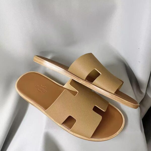 HERMES LZMIR Cowhide H-shaped flat bottomed straight slippers for men