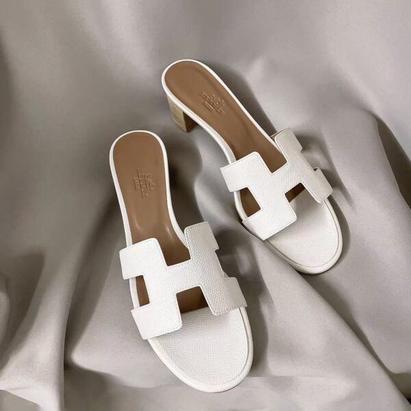 HERMES ORAN OASIS Fashionable thick heel high-heeled cool drag one line slippers for women