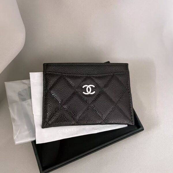 CHANEL Classic plaid silver buckle cowhide wallet card bag for women