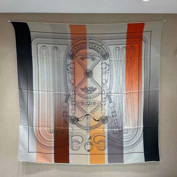 HERMES Double sided design with vertical pattern, mulberry silk scarf, women's holiday gift 110x110cm