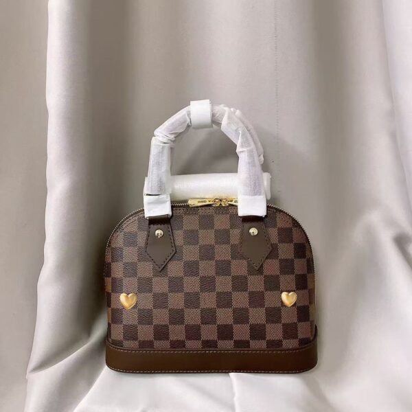 LOUIS VITTON ALMA BB Leather checkerboard shell bag, hand-held shoulder crossbody bag, brown women's gift