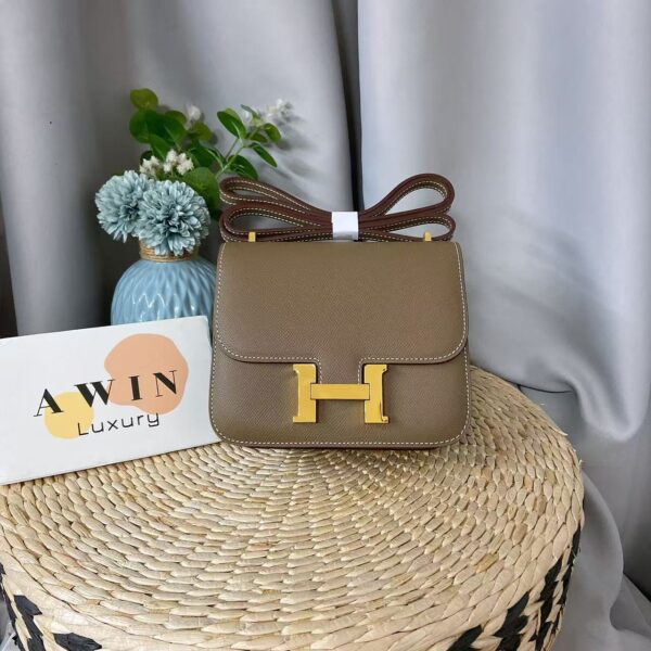 HEMERS Constance Fashionable and trendy machine sewn leather crossbody bag, handbag, shoulder bag, elephant gray women's style, holiday gift