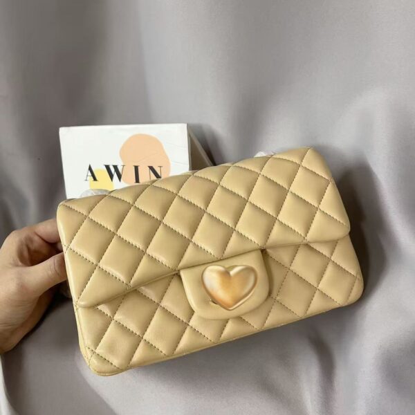 CHANEL CLASSIC FLAP CF Leather chain fashion shoulder crossbody bag beige women's gift