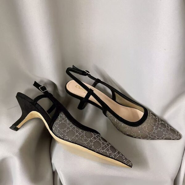 DIOR CAPTURE Pointed Buckle Thin Heel High Heels Fashionable Slippers for Women