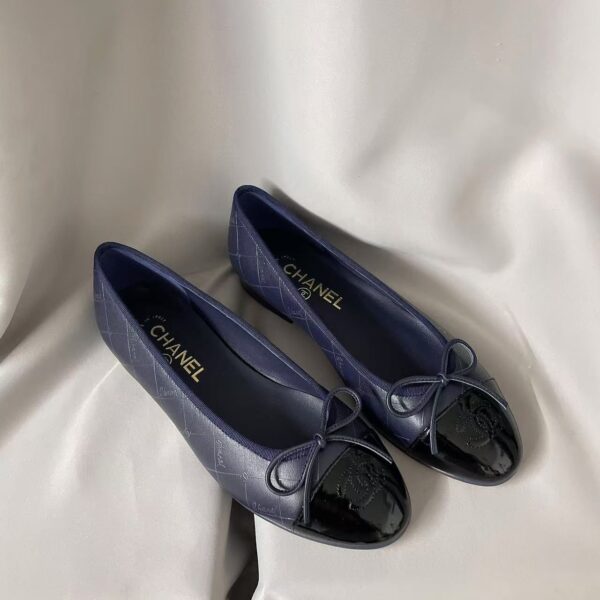 CHANEL 24K Leather Round Toe Casual Shoes - dark blue Women's Holiday Gift