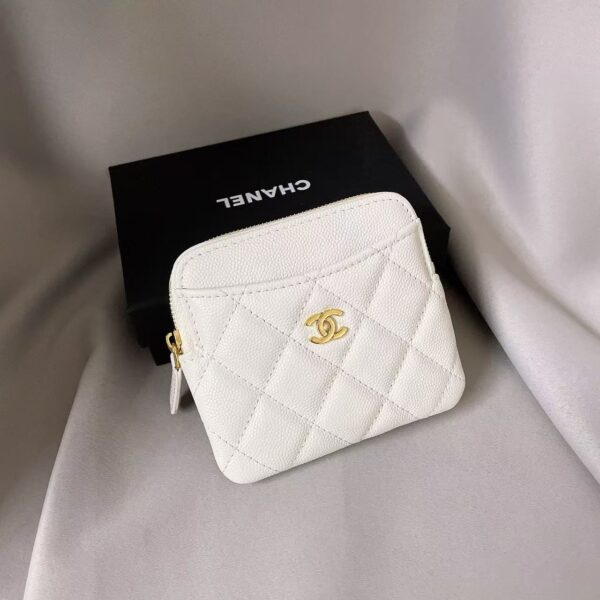 CHANEL Fashionable classic grain leather handbag, coin purse, card bag, white, women's gift