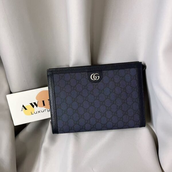 GUCCI Ophidia Fashionable vintage canvas bag, hand-held bag, dark blue men's style, holiday gift