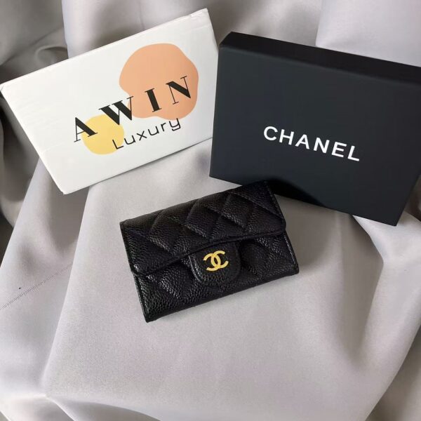 CHANEL Fashion classic grain leather coin purse card bag black women's holiday gift