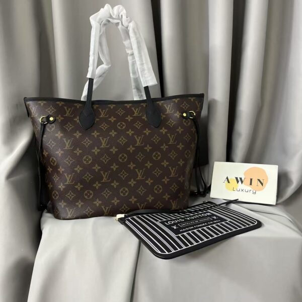 Louis Vuitton Neverfull MM/PM Fashionable large capacity leather double-sided tote bag handbag shoulder bag brown holiday gift