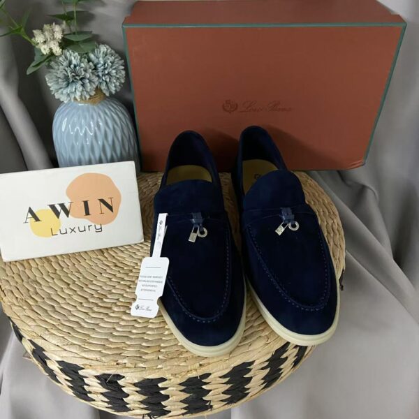 Loro Piana Summer Charms Walk Fashionable and comfortable round toe flat bottom anti slip single shoes, lazy shoes, casual shoes, dark blue, unisex, holiday gift